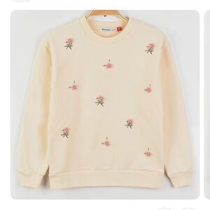 Floral Embroidered Cream Sweater